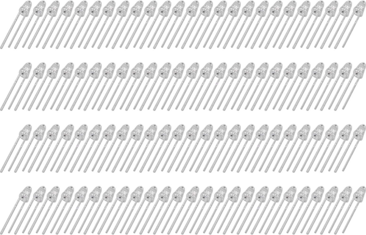Cocosity 100 Stück LED-Dioden 3 mm, 8 Farben, LED-Leuchtlampe, Elektronikbauteil-Set, 3 V, Weiß