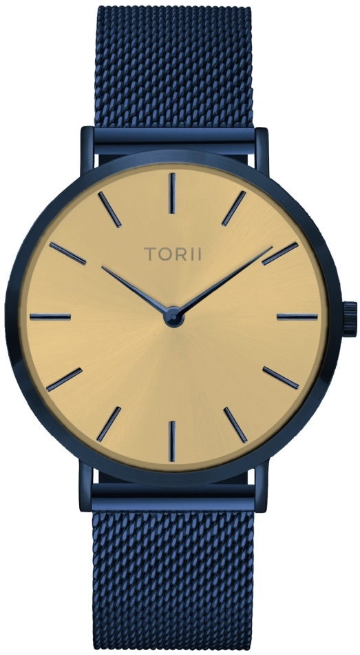 Armbanduhr für Damen und Herren TORII N38NM.GN in klassischem marineblauem Fashion-Stil.