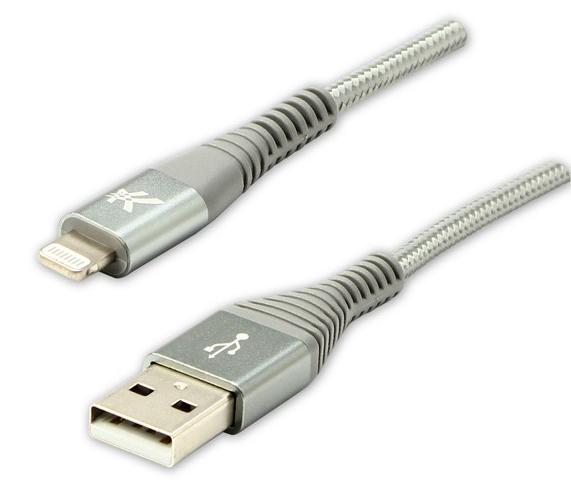 Logo USB kabel (2.0) USB A samec - Apple Lightning samec 1m stříbrný MFi certifikace, 5V/2,4A n