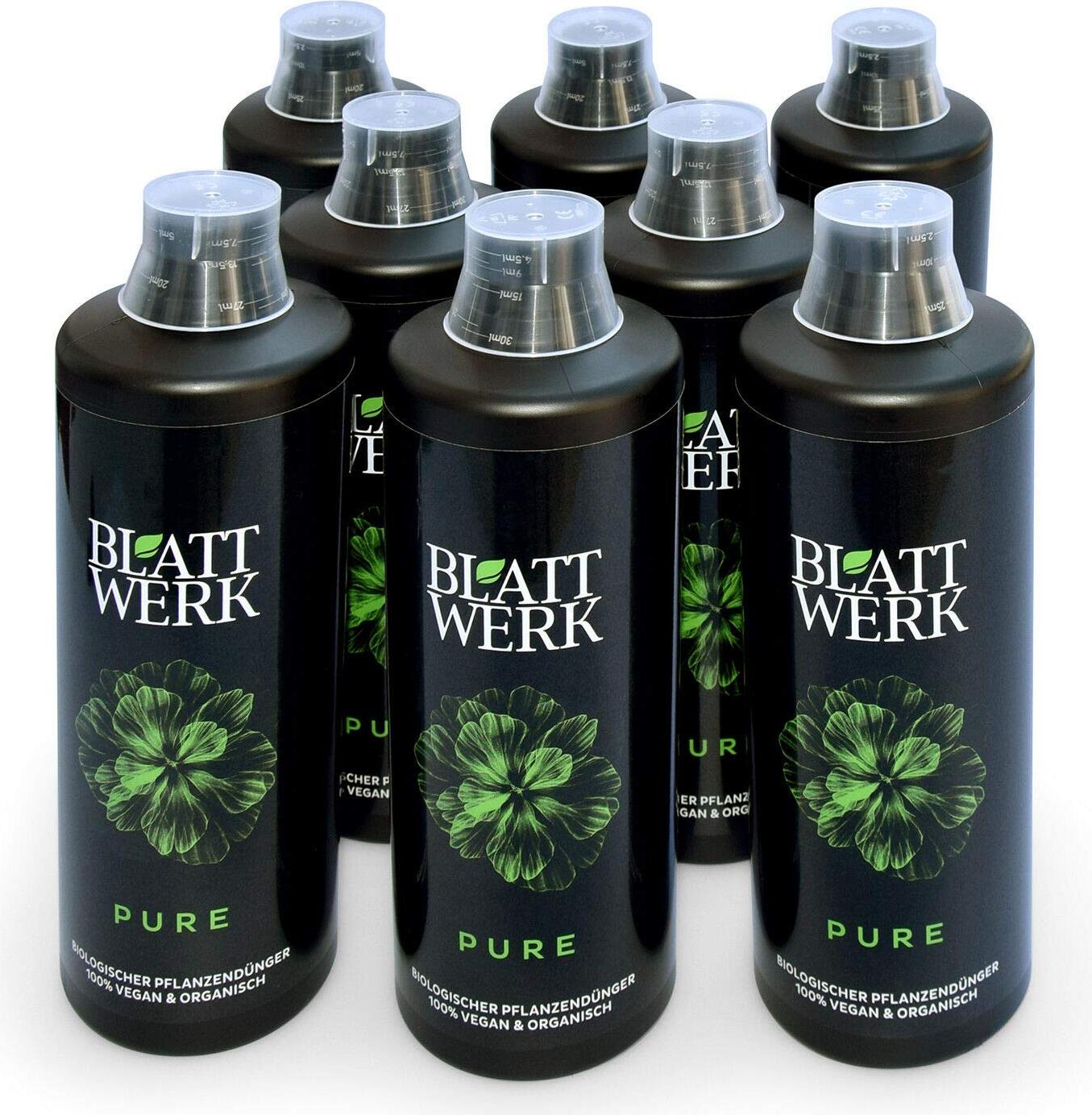 Blattwerk® 8x 1L BLATTWERK Pure Universaldünger, veganer organischer NPK Flüssig-Dünger BWERK-D001-8