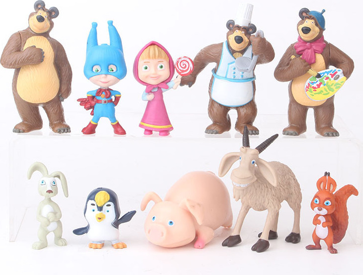 Masha Und Der Bär Tortenfiguren Set - 9-teilige Kuchen Deko Für Kindergeburtstage