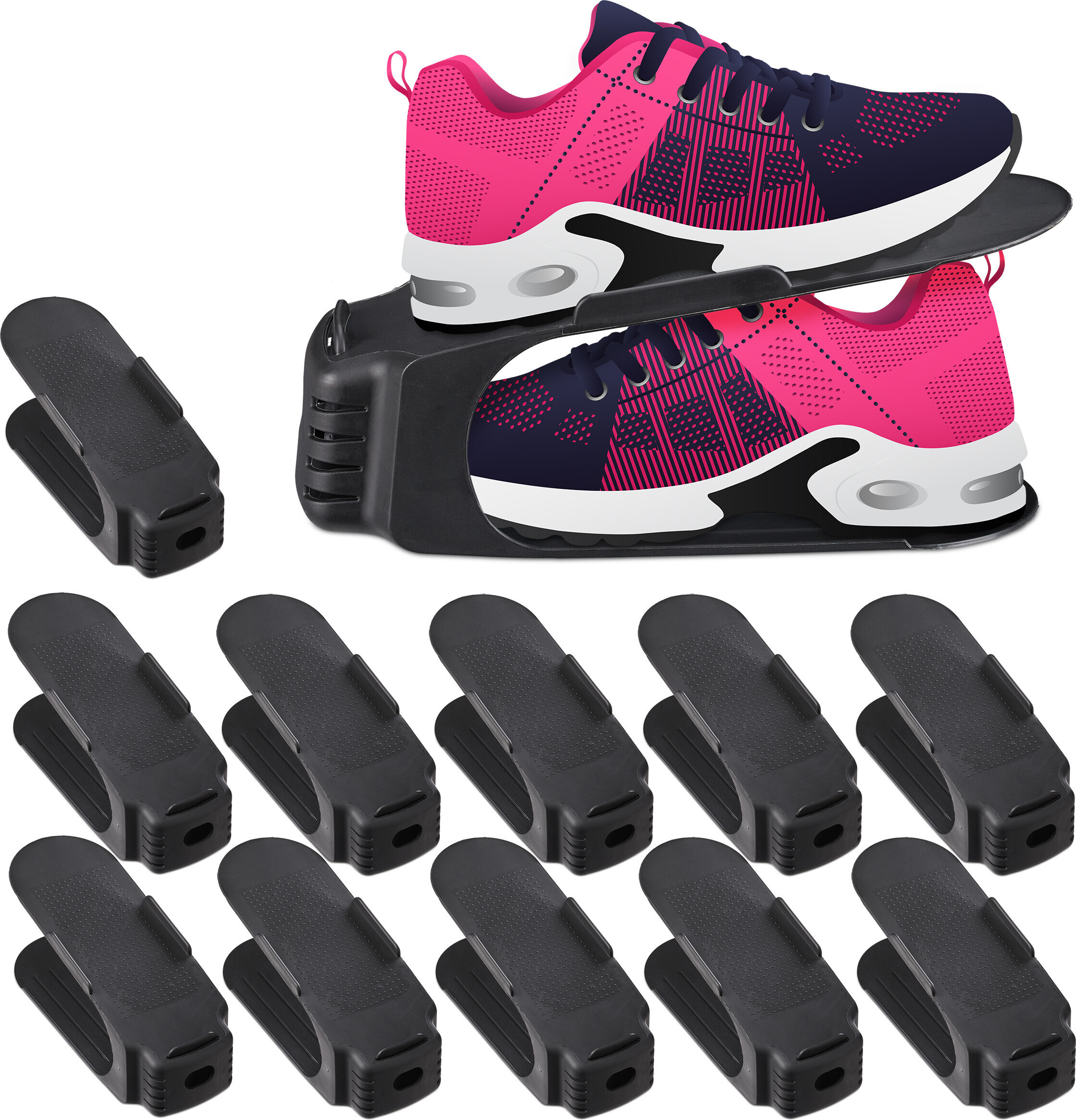 20 Scatole Scarpe Pieghevoli In Plastica Trasparente – Impilabili, 33x23x14 Cm, Per Uomo E Donna