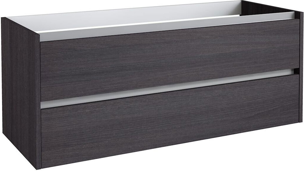 Steiner Shopping Waschtischunterschrank Kolkata 28 mit Siphonausschnitt, Farbe: Eiche Schwarz – 50 x 120 x 46 cm (H x B x T)