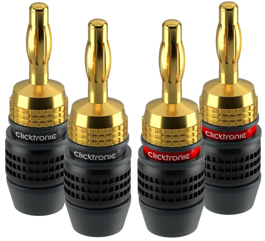 Clicktronic Banana Stecker SimpleLock, Premiumkabel | 2 x Cinch (Female) 3,5 mm (Male) | 0,10m | OFC Longlife Conductor 52546