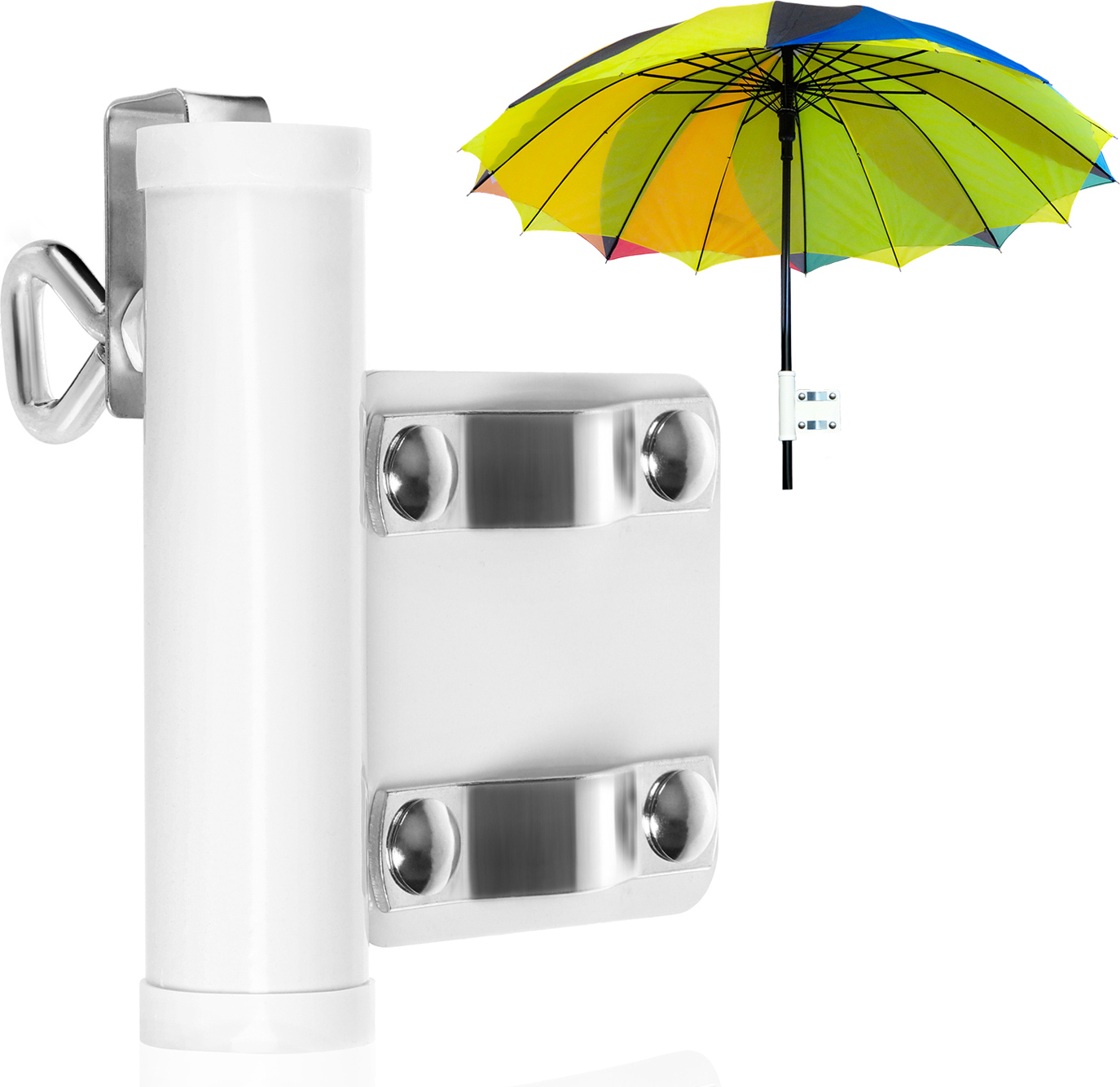 com-four® Sonnenschirmhalter für Balkongeländer - Sonnenschirm Balkon Halterung - Sonnenschirmständer - Schirmhalter bis 28 mm Ø, Plattenstärken bis 30 mm CF3728