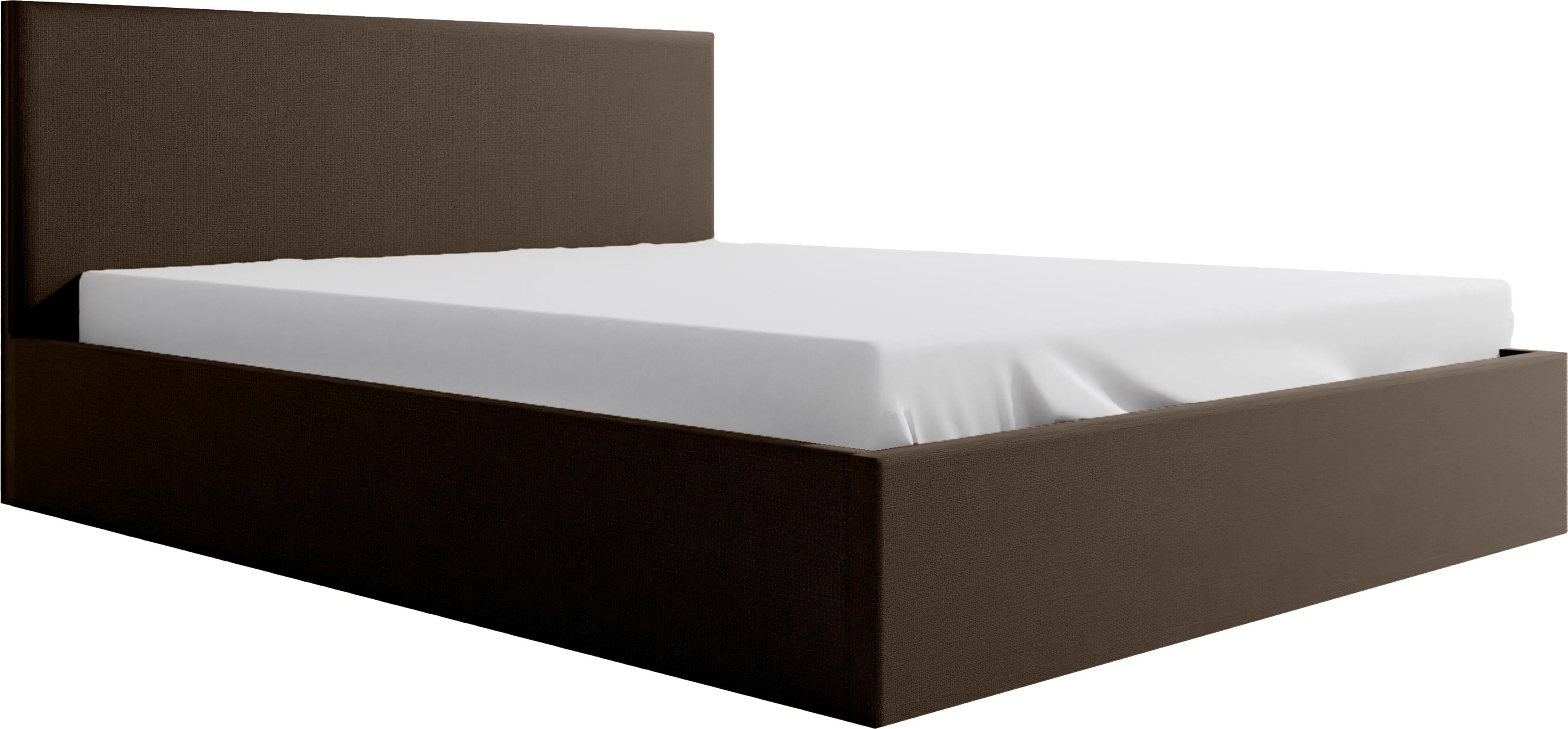 Schlafzimmer-Polsterbett NEFRYT 170x212x90 cm Liegefläche: 160x200 cm Mit Bettkasten, Metallrahmen, Hebesystem-Gasautomatik, Monolith-StoffPolsterstoff Robuster Rahmen - Braun