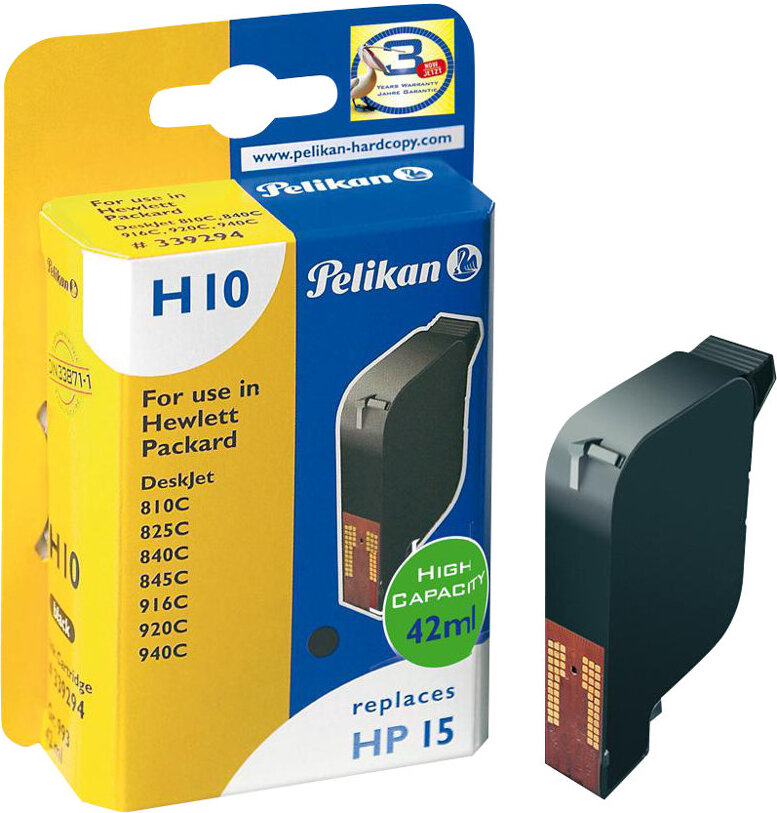 Pelikan H10 - 42 ml - čierna - kompatibilná - atramentová kazeta (Alternatíva k: HP 15)