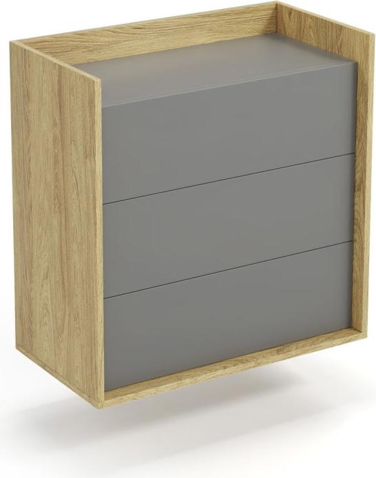 Halmar Mobius-Kommode KOM3S - natürliche Nussbaum / grau V-PL-MOBIUS-KOMODA_3S