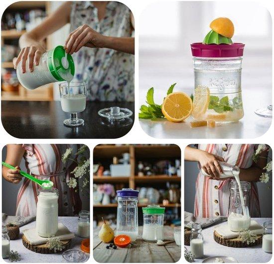 Famanu Fermentierglas Set für Milch- und Wasser-Kefir - 1,4 l, BPA-frei, Blau B07F378YR7