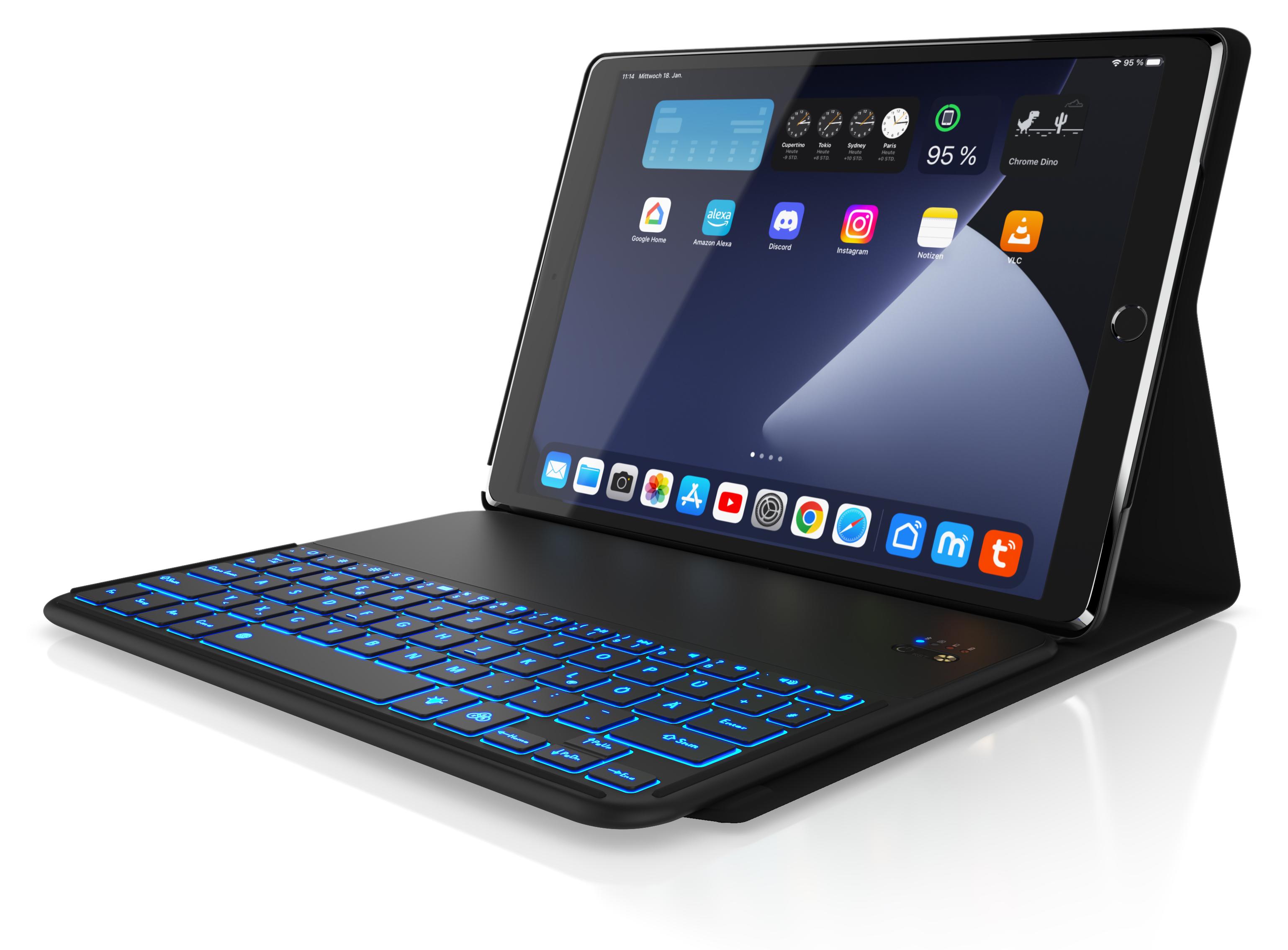 Custodia Portatile In Ecopelle Per Tastiera Logitech K380 – Antiurto, Leggera, Con Interno In Pelle Scamosciata (Colore Azzurro)