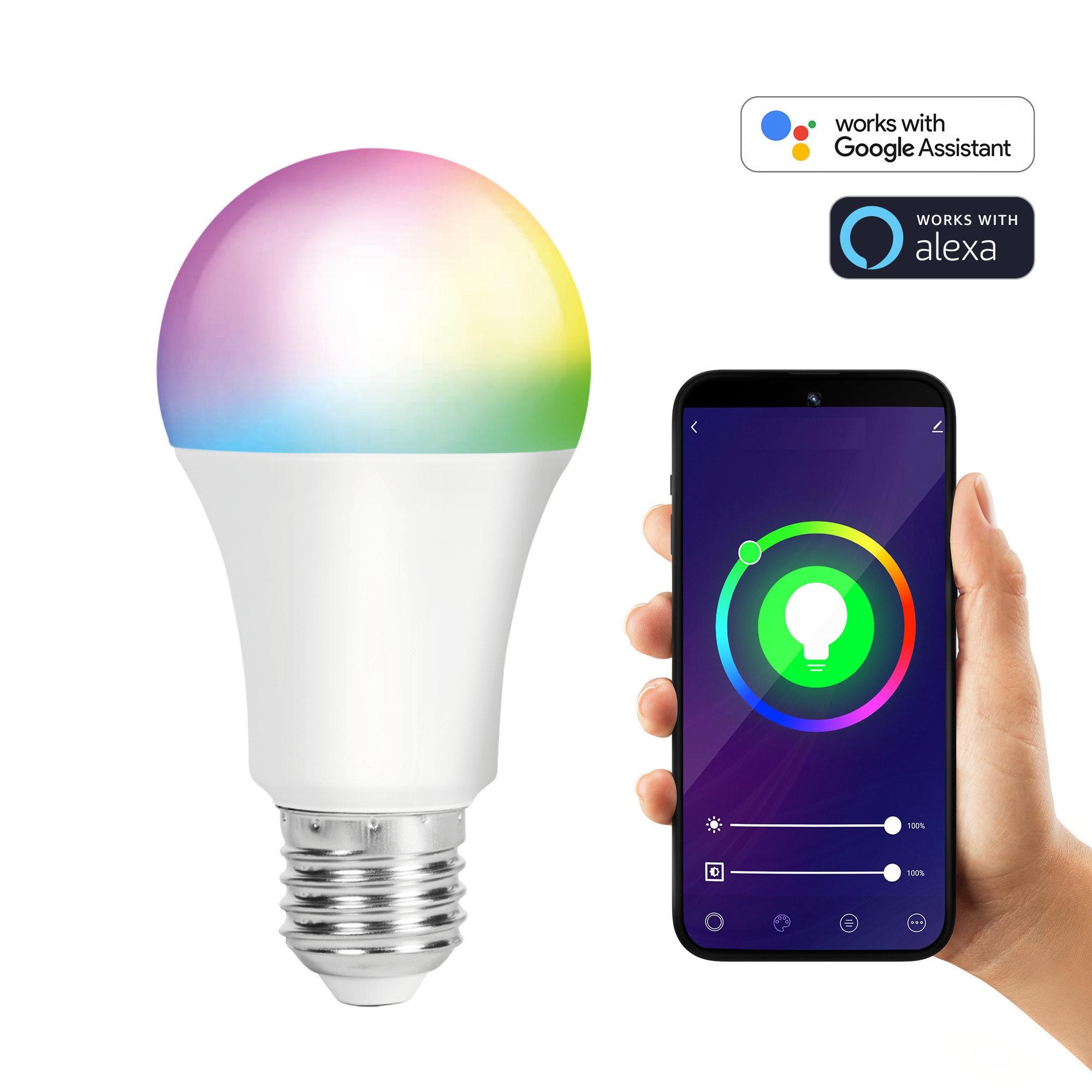 XCOAST Appgesteuerte E27 LED-Lampe | Zeitpläne | RGBW 16 Mio Farben 570467