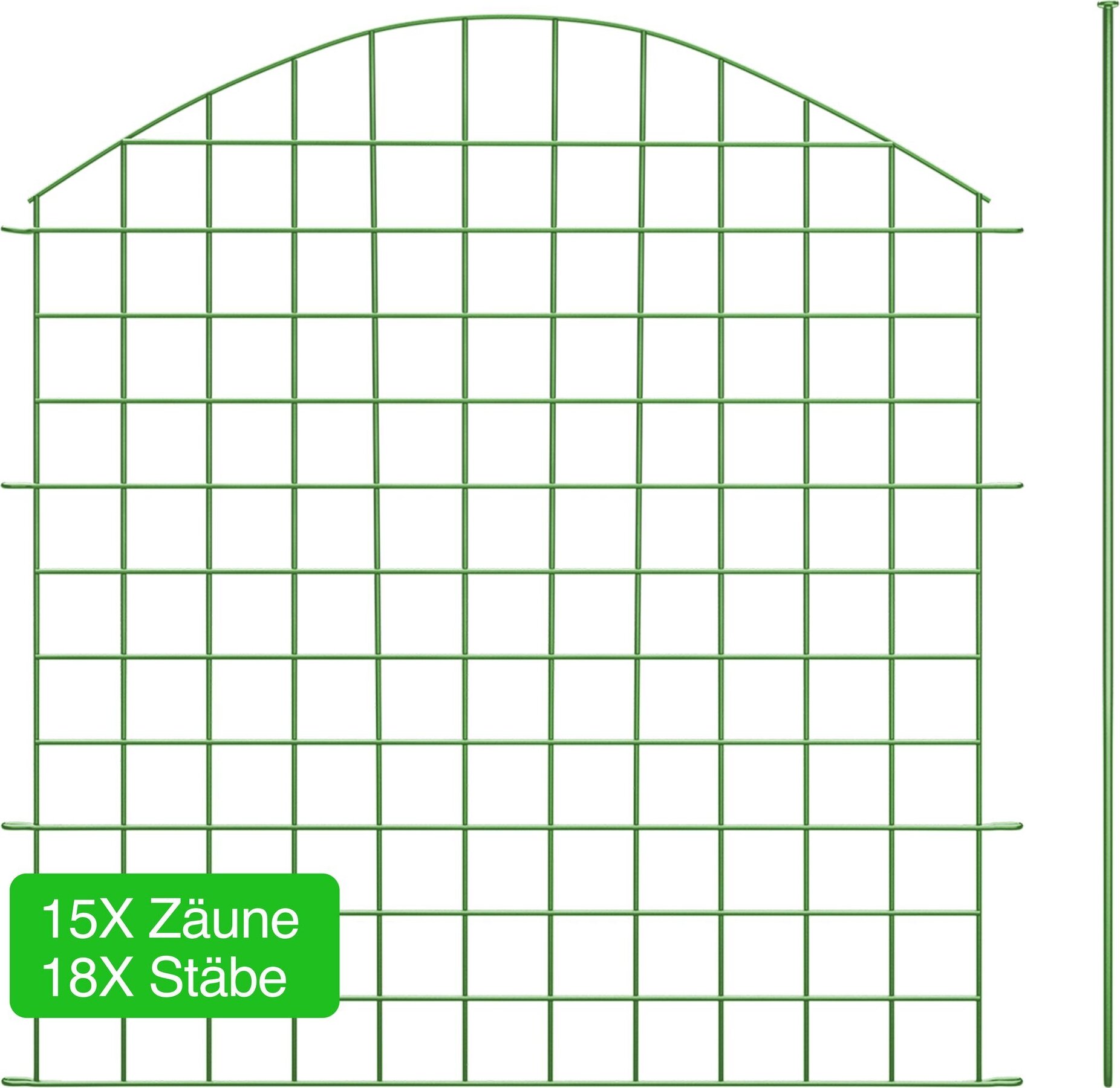 New Habitat NewHabitat | 15x Teichzaun Steckzaun aus Metall Grün