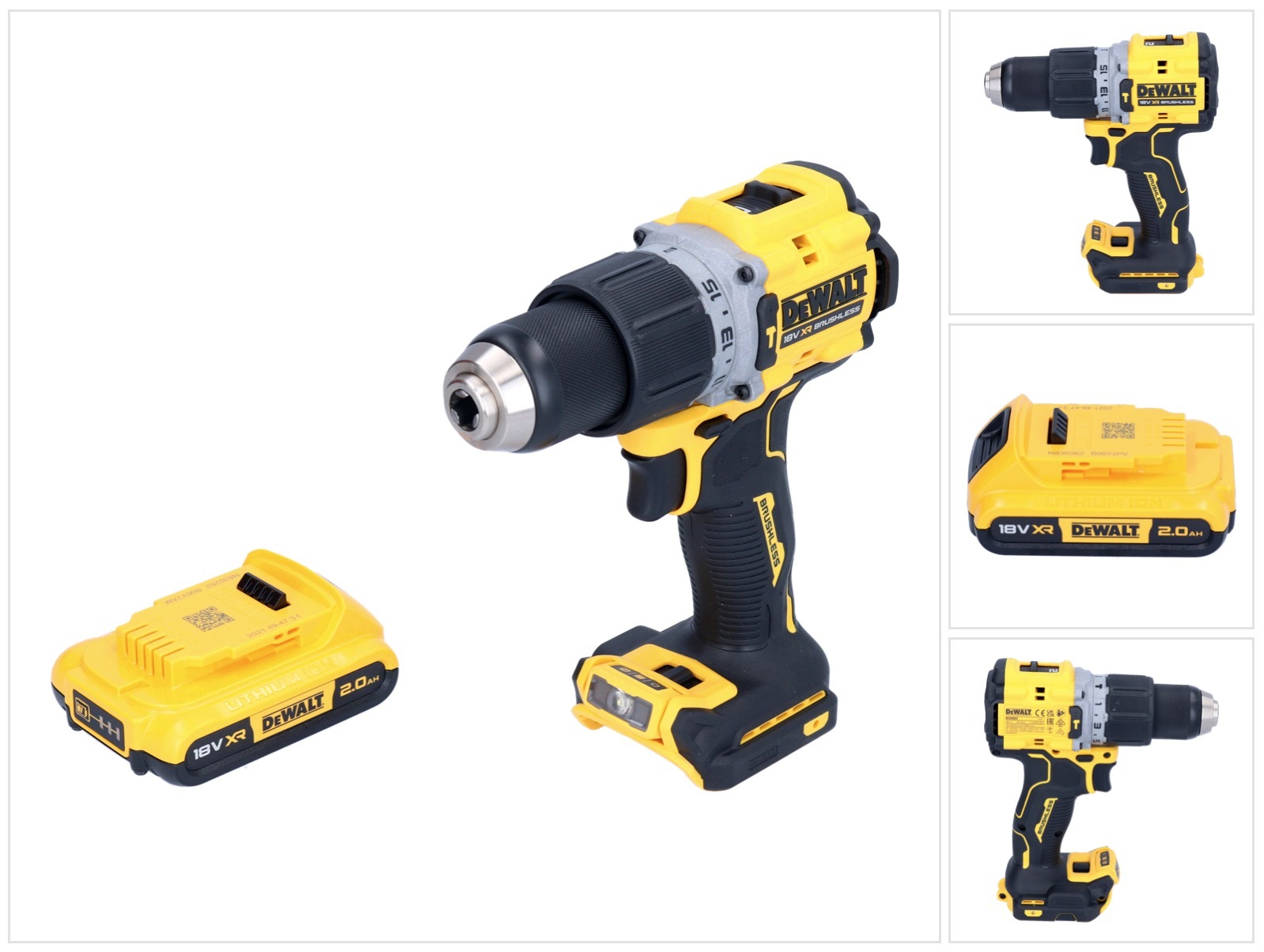 Akumulátorová príklepová vŕtačka DeWalt DCD 805 N 18 V 90 Nm bez kefiek + 1x akumulátor 2,0 Ah - bez nabíjačky