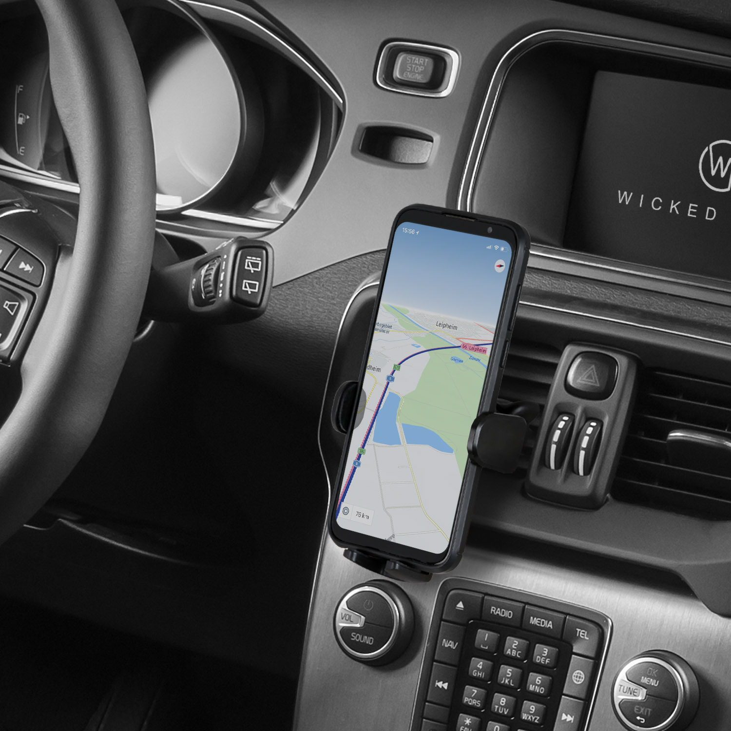 WICKED CHILI MagSafe Auto Handyhalterung iPhone 15, 14, 13, 12 (Pro, Max,  Mini) KFZ Magnet Autohalterung Lüftung KFZ Handy Halterung, schwarz
