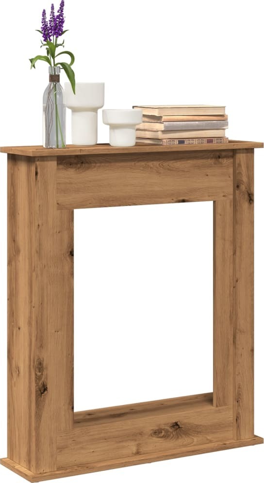 Kaminumrandung Artisan-Eiche 100x20x100 Cm - Elegante Sims Für Elektrokamine, Rustikales Design