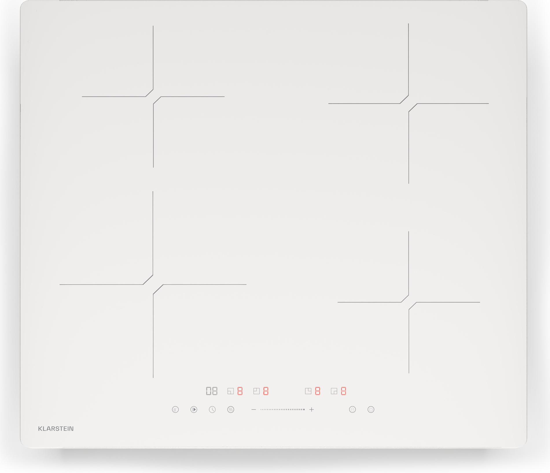 Klarstein PowerGlide indukčná varná doska - 4-zónová indukčná varná doska, 7800 W Power Boost, 9 nastavení teploty, SenseControl, časovač a detská poistka, 60 cm dizajn, čierna