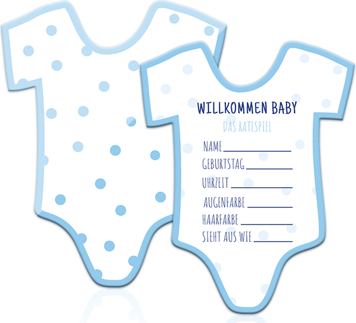 KALO UG (haftungsbeschränkt) Friendly Fox Babyparty Ratespiel Willkommen Baby Junge, 12 Quiz Spiel Karten als Babyshower Spiel, Tippspiel Babyparty Junge, 13 x 10 cm