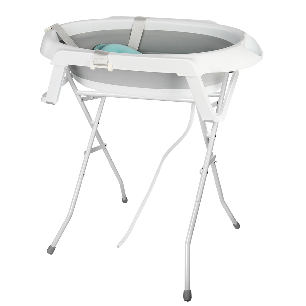 DazHom Babybadewanne mit Ständer,Faltbar Badewanne Baby für Baby 0-12 Jahre und Neue Mutter,Neugeborene Babybadewanne 66x61x82cm Grau 584227