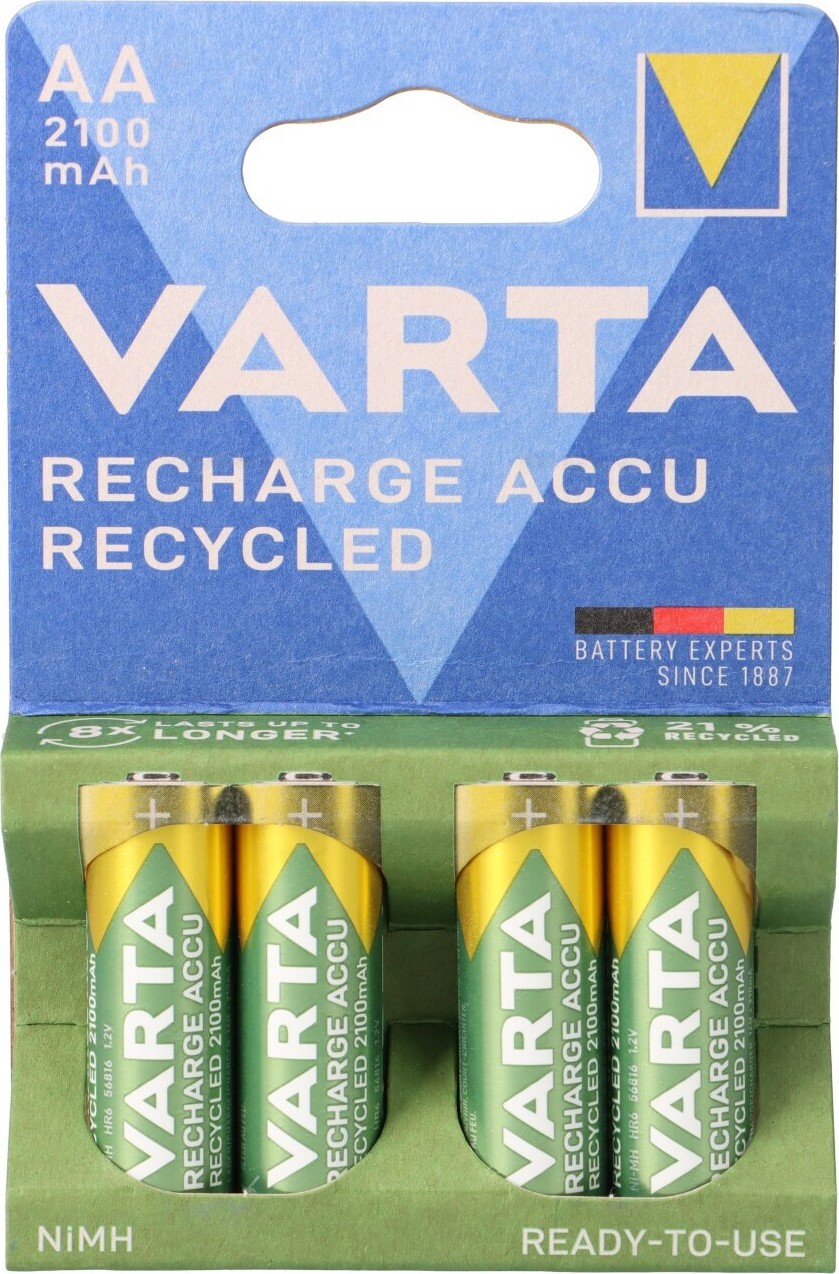 4 Piles Rechargeables AA Varta 2000mAh NiMH 1.2V – Recyclées Et Prêtes à L'emploi