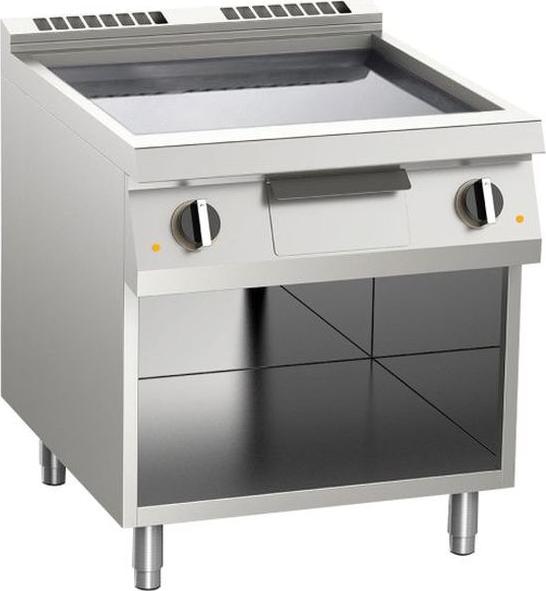 Plynová grilovacia doska KBS, hladký chróm, 14 kW s 2 vykurovacími zónami, otvorená základňa