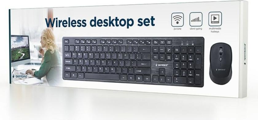 Tastatur mit Drahtloser Maus GEMBIRD KBS-WCH-04 Schwarz Englisch QWERTY