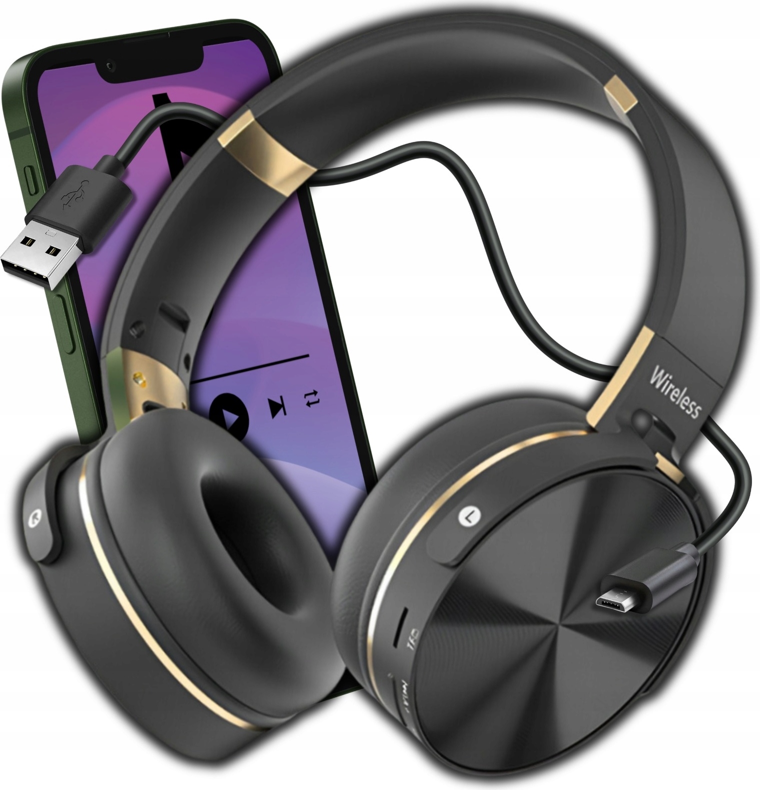 OMNA | Bezdrôtové slúchadlá cez uši - detské - čierne - ľahké a s rozhraním Bluetooth - ideálne na hranie hier