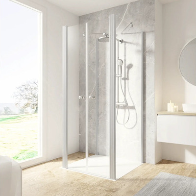 U-Kabine mit Pendeltür SCHULTE Garant 2.0 90 x 90 x 90 cm Profil aluminium Klarglas D8804186 01 50 01