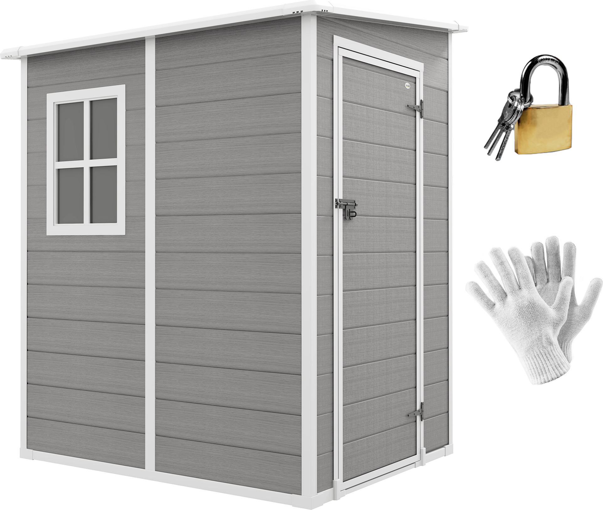 Prístrešok na náradie Outsunny 1,54 m³, záhradný prístrešok s jednoplášťovou strechou, 122 x 149 x 192/177 cm, prístrešok na náradie s uzamykateľnými dverami