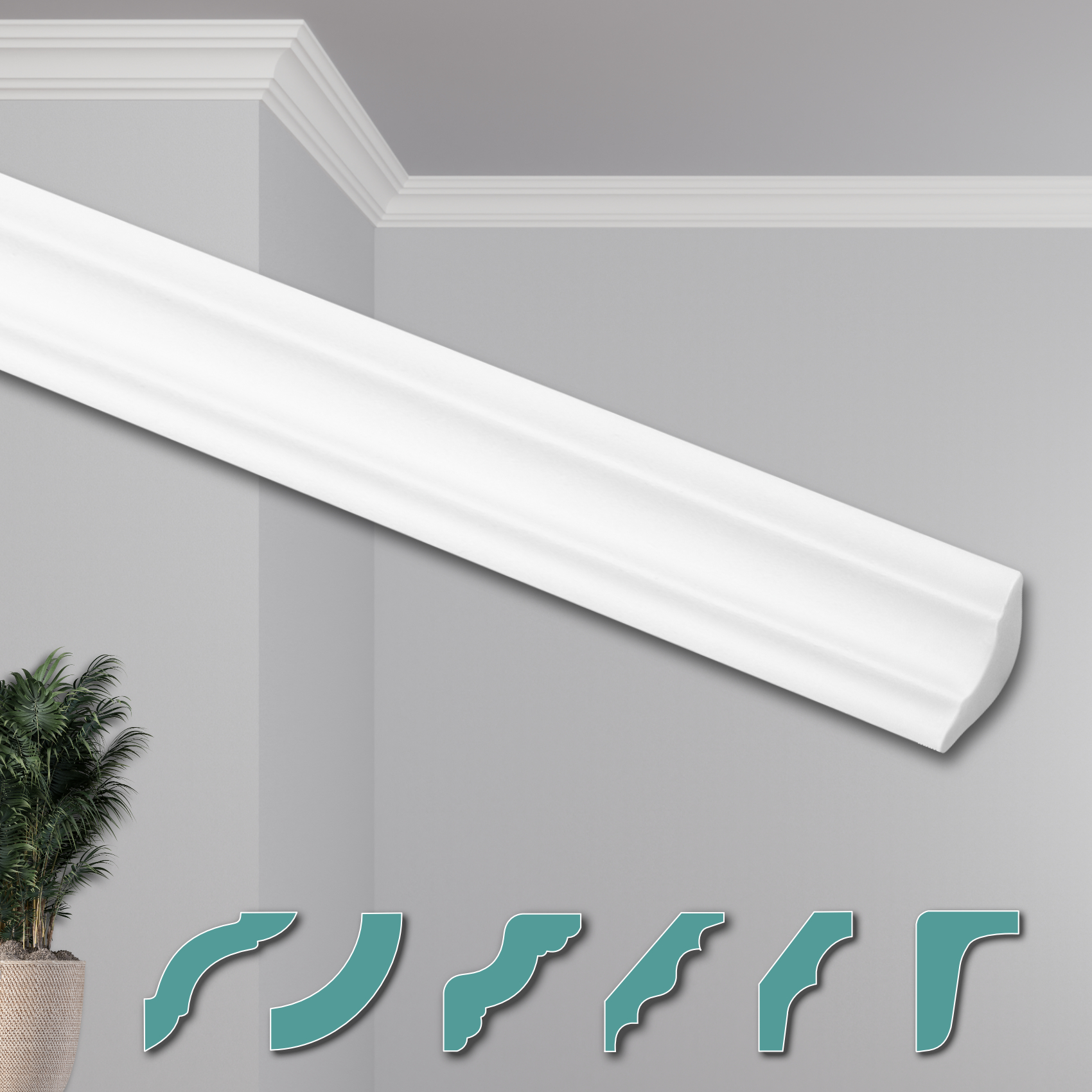 HEXIMO Deckenleisten modern XPS Styropor weiß, 2 Meter Stuckleisten Styroporleisten Zierleisten Stuck Eckleisten (50 Meter Deckenleisten ZG3) 61709