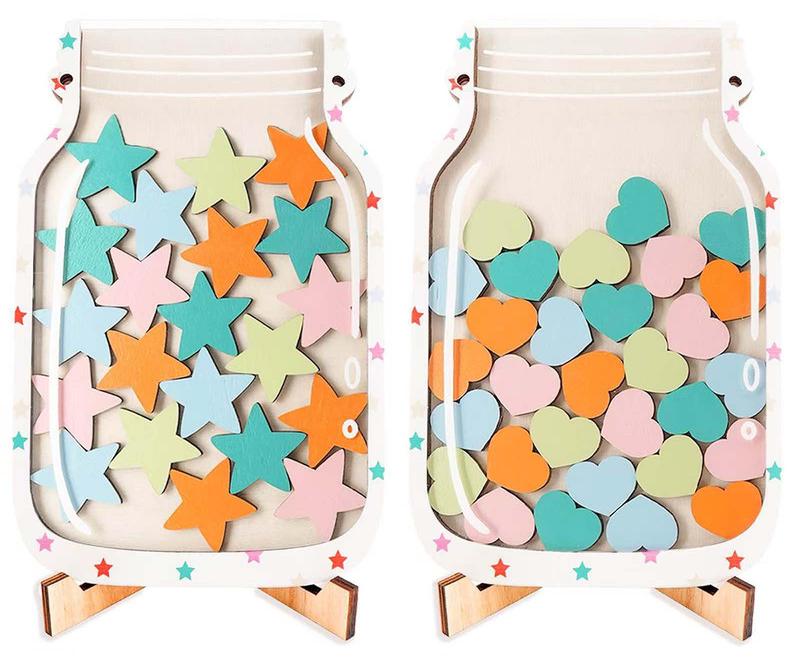 Welikera 2er Set Magnetisches Belohnungsglas für Kinder, Sternen Belohnungssystem mit 60 Chips, Motivationshilfe Haushalt Lernen Toilettentraining KAUF-INTT-AT330-018