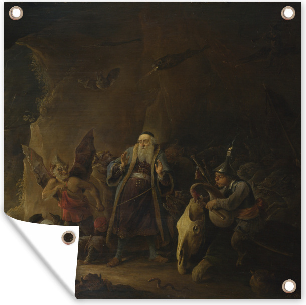 MuchoWow® 50x50 cm Outdoor-Poster Gartendeko Sichtschutz Garten Poster für den Garten Der reiche Mann, der zur Hölle geführt wird - David Teniers der Jüngere 133|43169507