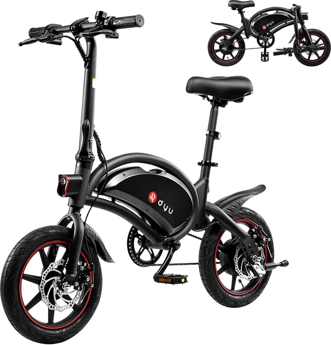 DYU D3F Skladací elektrický bicykel, 14" 36V e-bike, 3 jazdné režimy, unisex dospelí🔥
