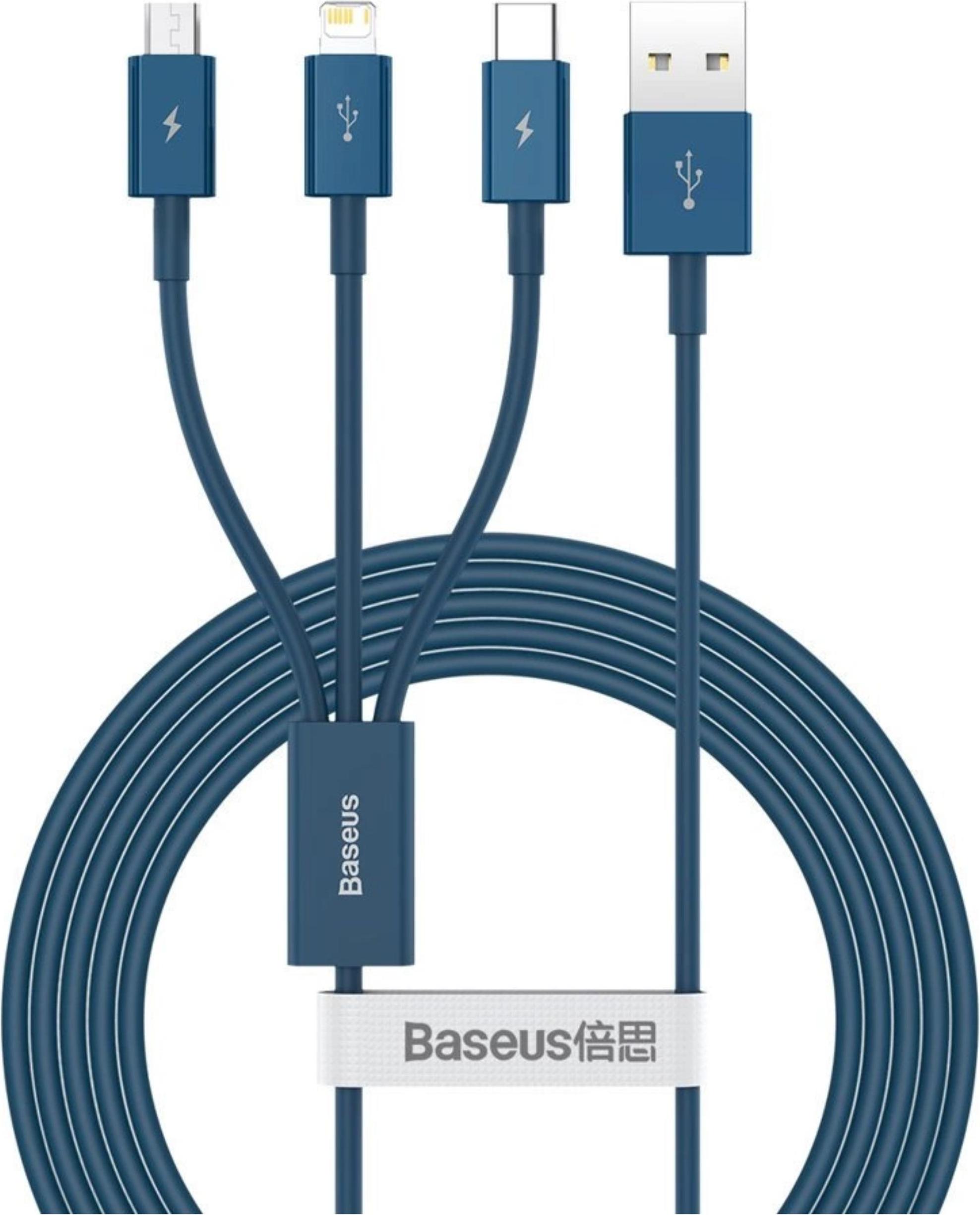 Baseus Tungsten 3w1 Kabel USB - USB Typ C / Lightning / Micro USB 3,5 A