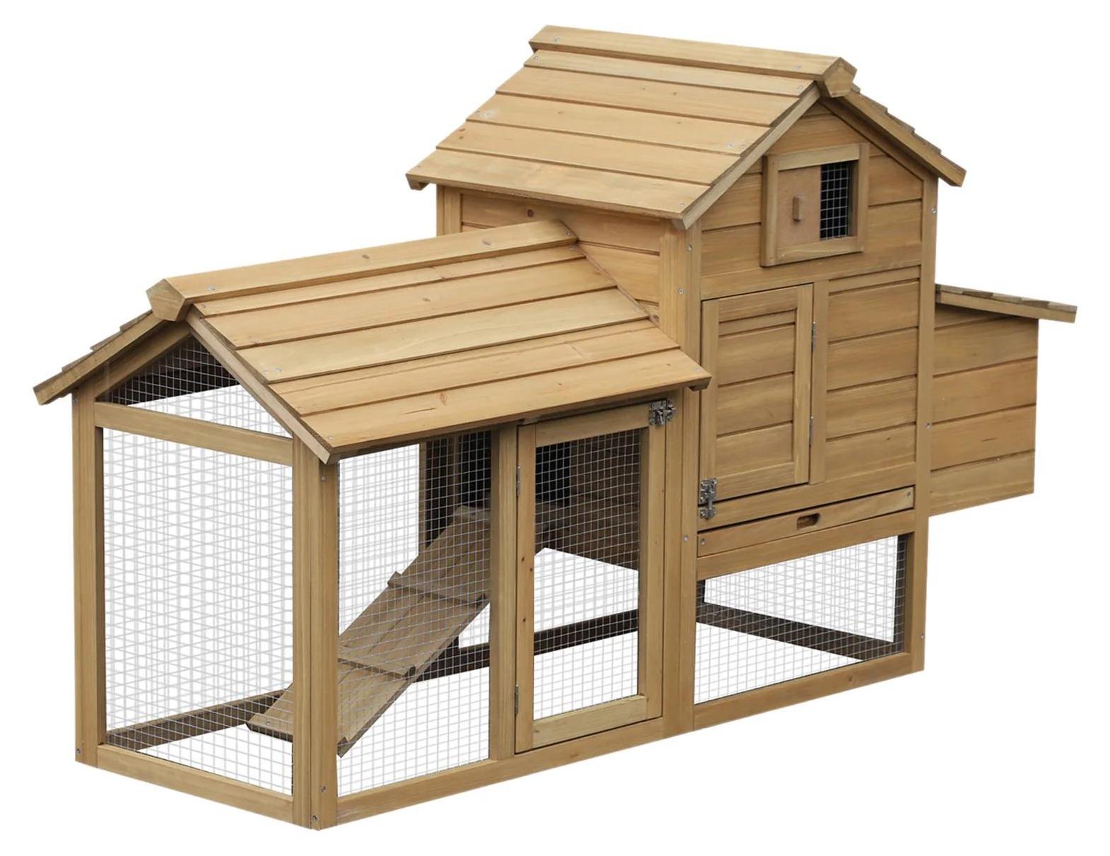 Hühnerstall für Zwerghühner - Holz Hühnerhaus mit Legenest - Außengehege / Voliere - Für Hühner und Küken - Grau