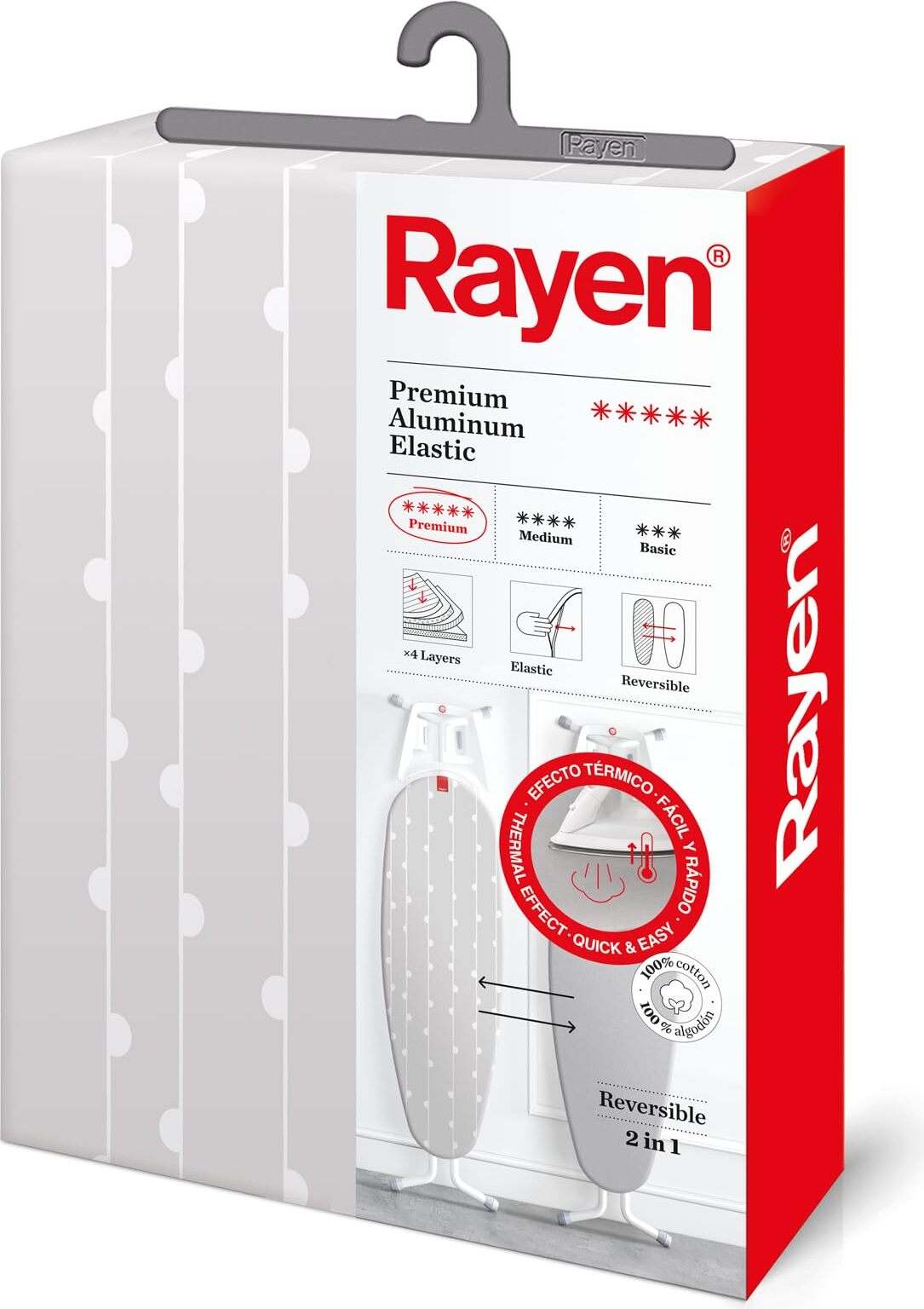 Rayen Bügeltischbezug Grau 3 Lagen Aluminiumschaum & 100% Bügeln Fußball; 103PFUN