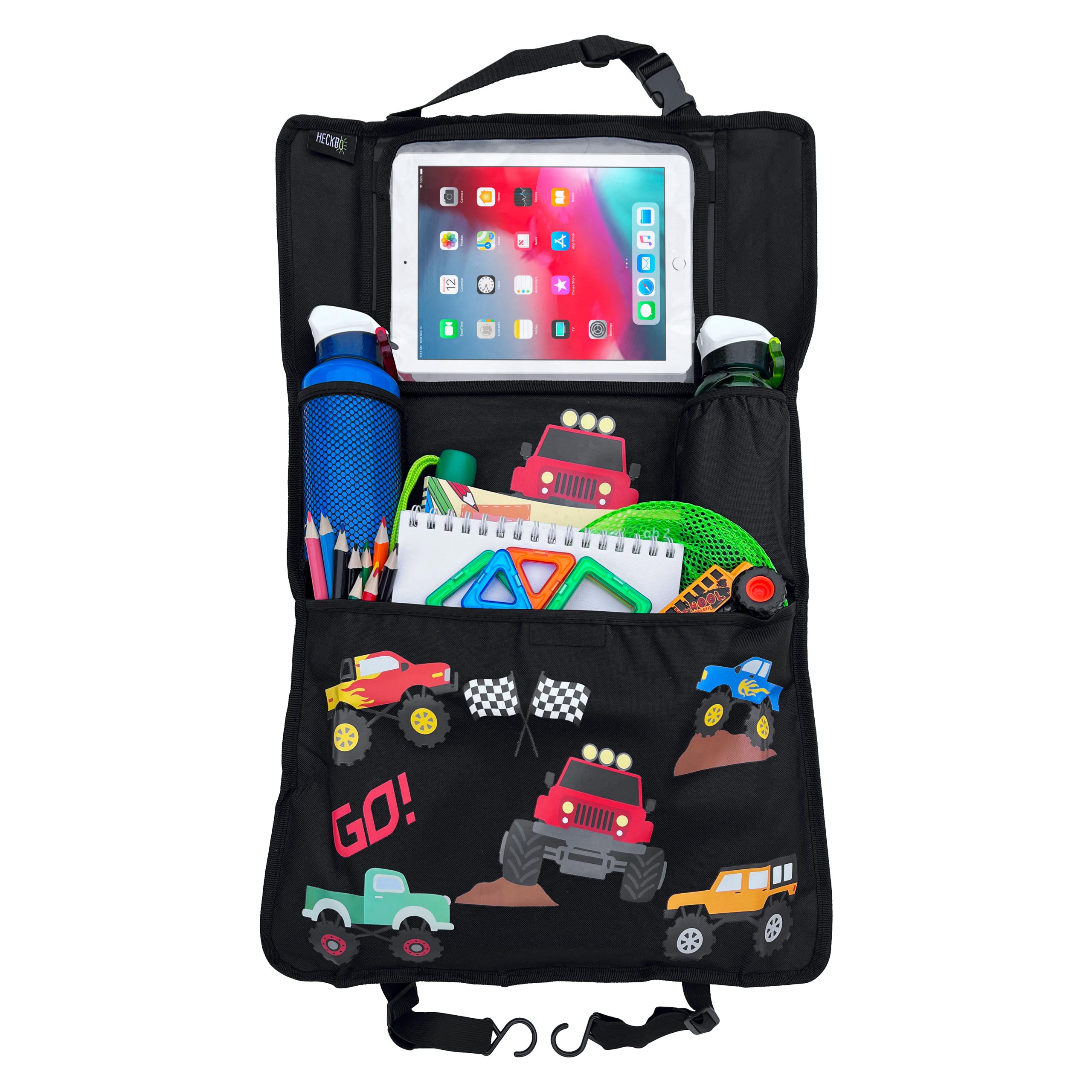 1x Kinder Autositz Rückenlehnenschutz Organizer mit verstellbarer Tablet  Tasche, Aufbewahrung für Zubehör