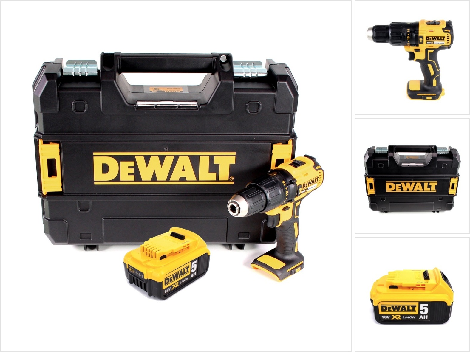 Akumulátorová príklepová vŕtačka DeWalt DCD 778 NT 18V 65Nm + 1x akumulátor 5,0 Ah v krabici TSTAK - bez nabíjačky