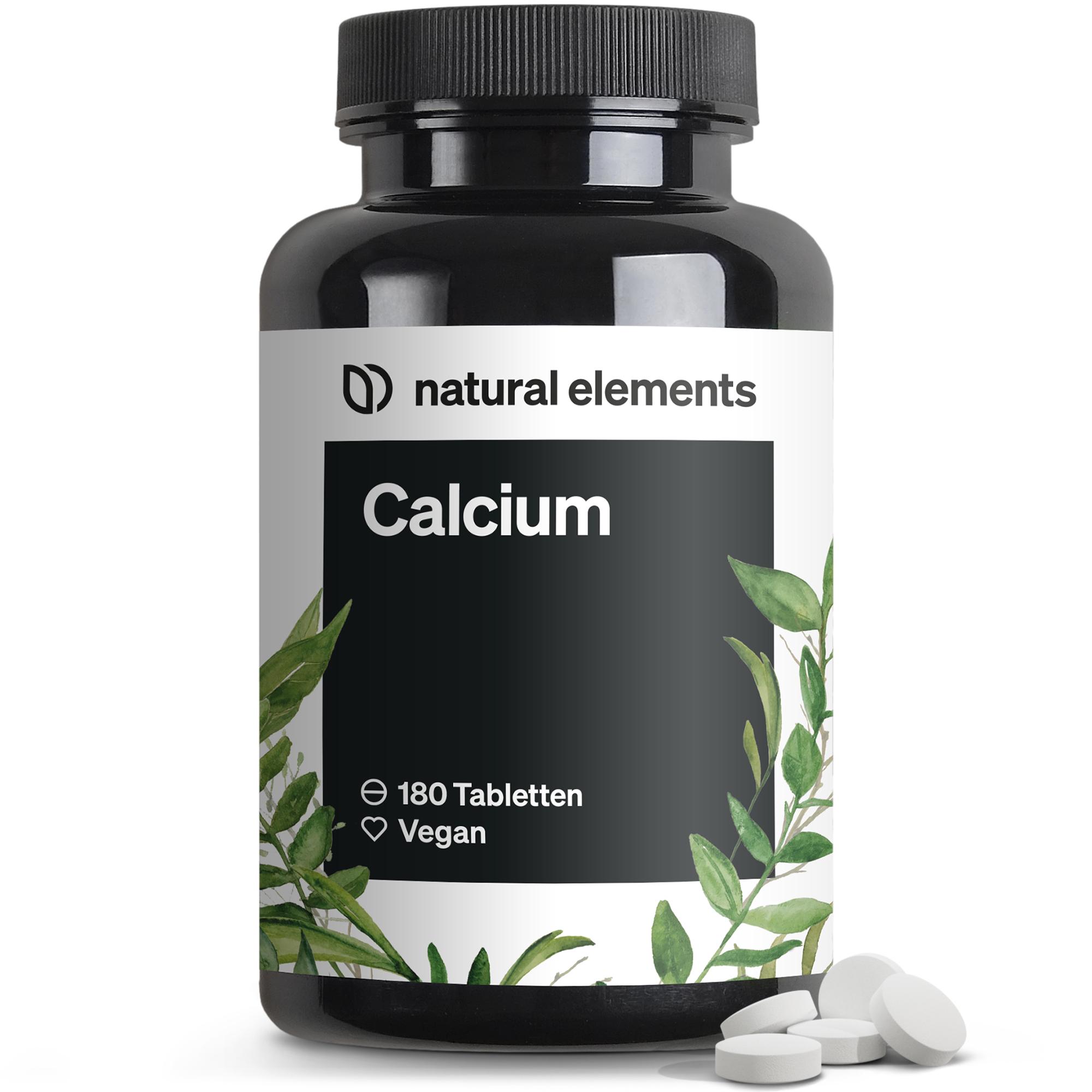 natural elements Calcium Tabletten – 800 mg Kalzium aus Calciumcarbonat/Tagesdosis – 180 Tabletten