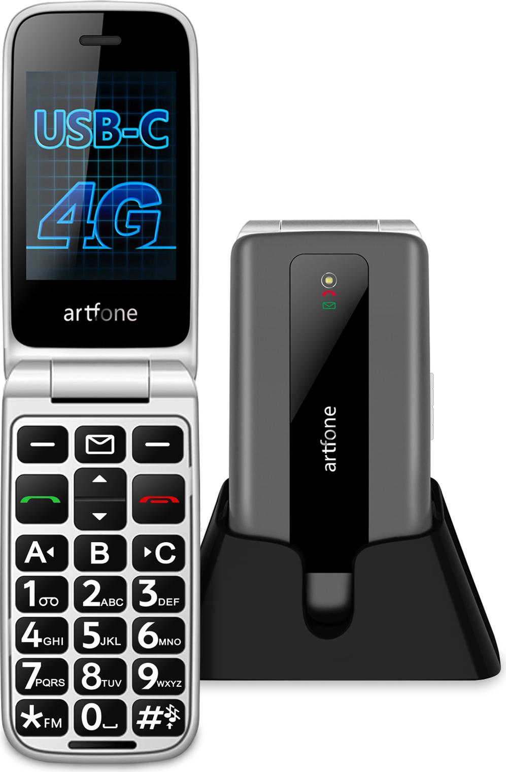 artfone Seniorenhandy F130 mit Notruftaste | 4G Klapphandy | Ladestation | Alle Netze