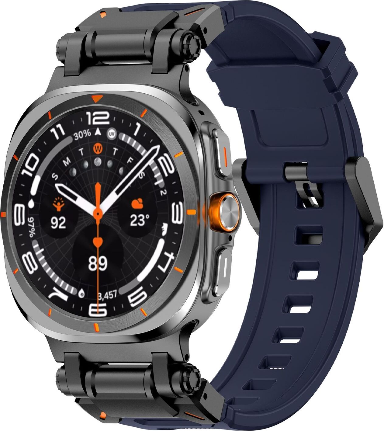 Pre Samsung Galaxy Watch Ultra 47 mm Silikónový kovový náhradný remienok Blue