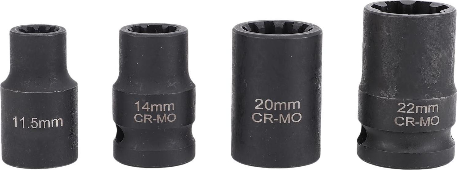 Gistuch 4-teiliges Bremssattel-Steckschlüssel-Set, 1/2-Zoll-Antriebs-Entfernungswerkzeug, 11,5 mm x 10 Punkte, 14 mm x 7 Punkte, 20 mm x 10 Punkte, 22 mm x 7 Punkte