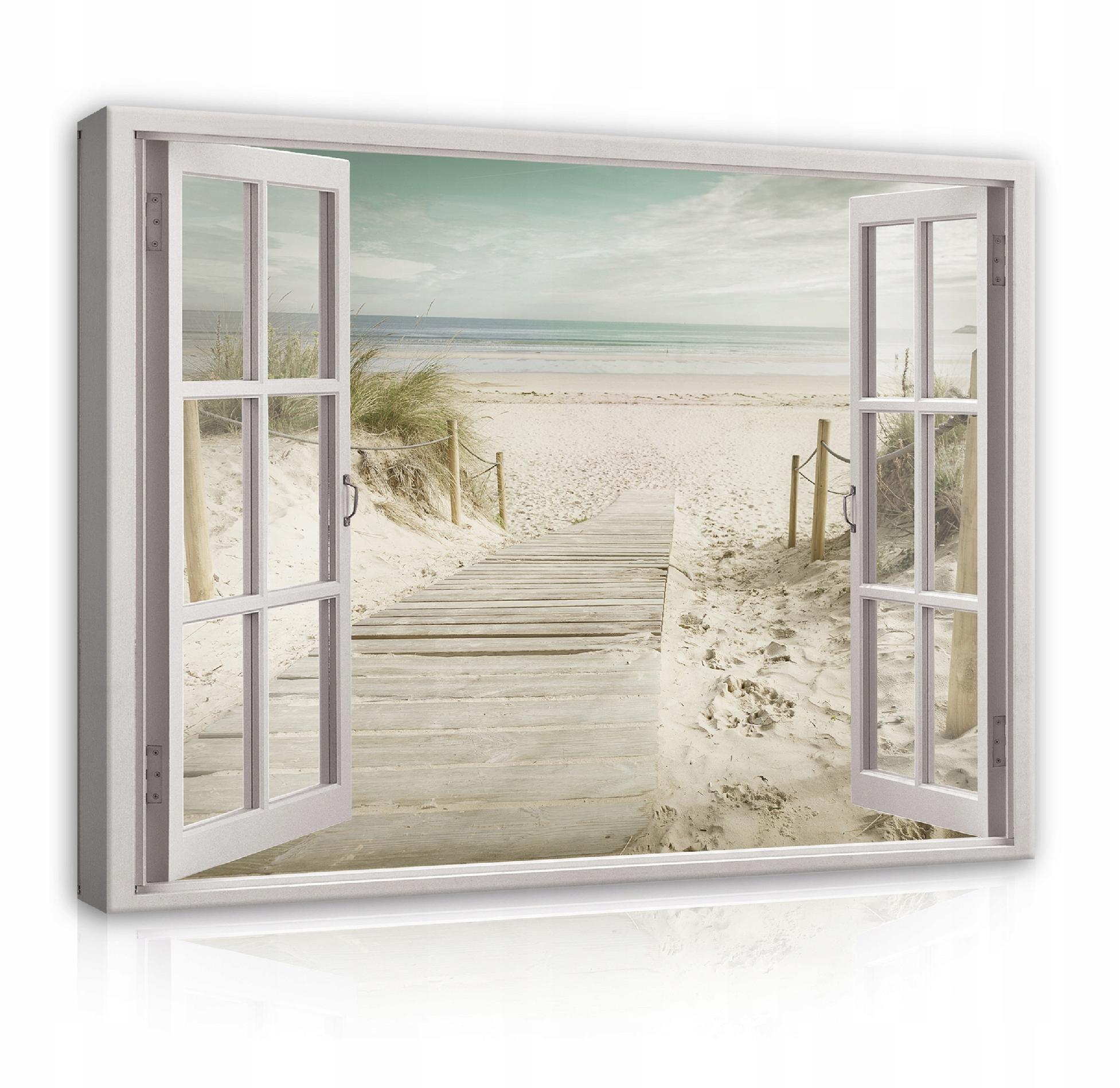 Bild auf Leinwand Fensterblick Wandbild Foto Poster Strand XXL 120 cm*80 cm 301 
