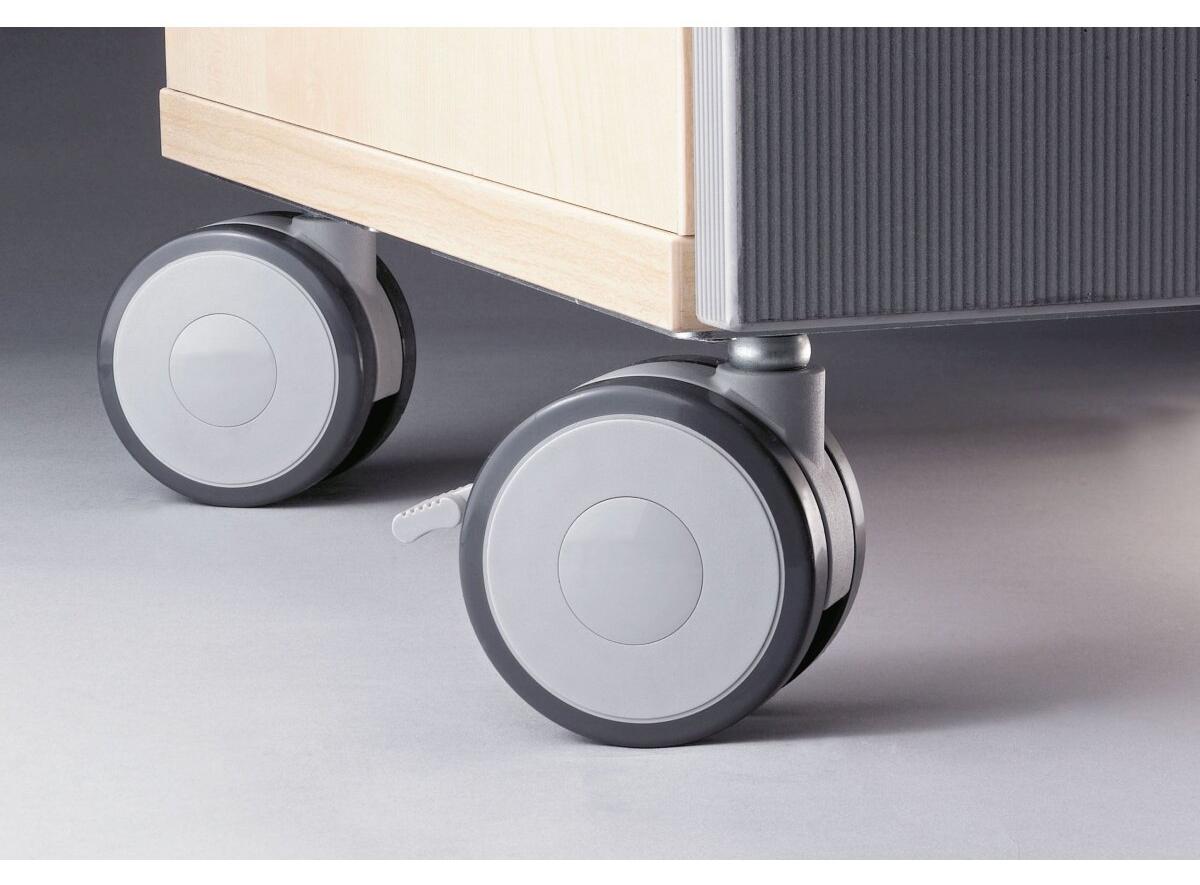 Hammerbacher 4er Set KBRO Doppellaufrollen, 2x gebremst, 2x ungebremst, 9 cm Höhe VKBRO