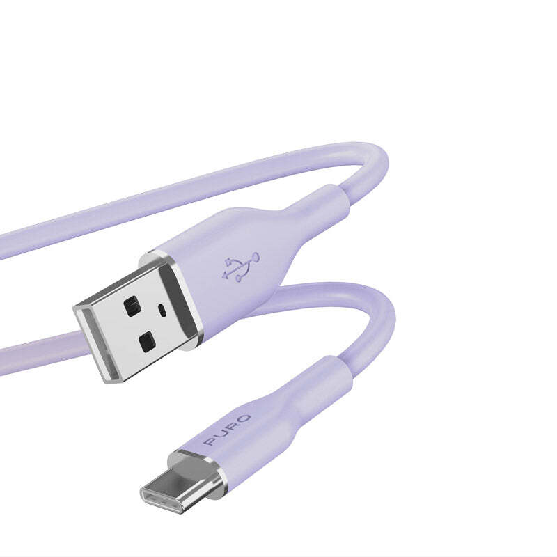 PURO ICON Soft Cable - kábel USB-A na USB-C 1,5 m (Tech Lavender)
