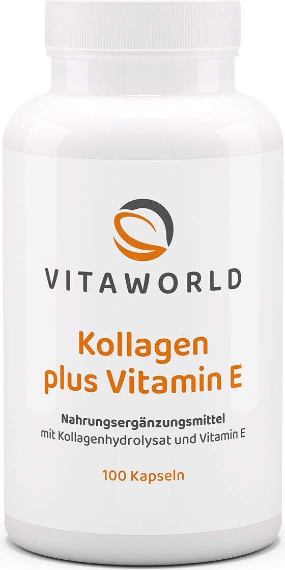 Vitaworld Kollagen 500 mg plus Vitamin E | 100 Kapseln | 500 mg reines Kollagen vom Rind | bioaktive Kollagenpeptide 09296048