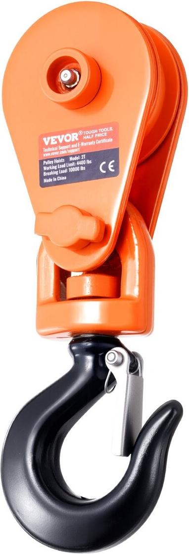 VEVOR 2 Ton Snatch Block with Swivel Hook 74 mm Sheave Pulley Lifting Rollback