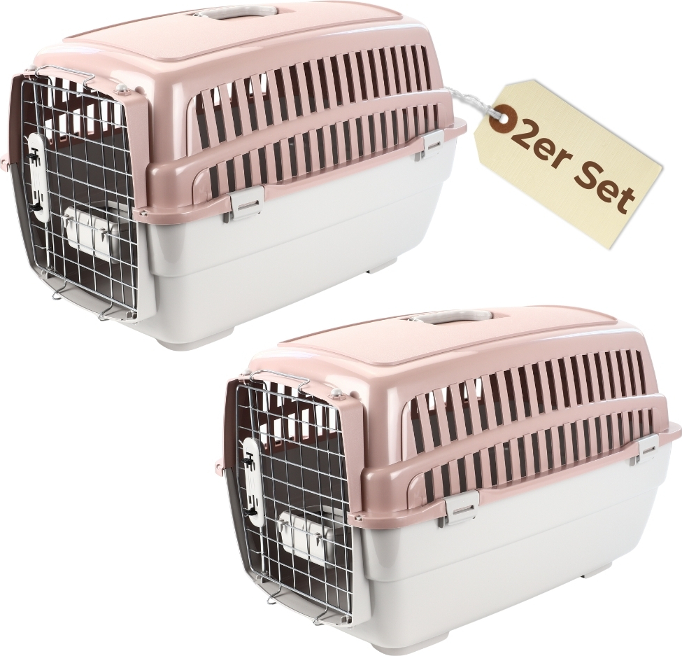 GarPet 2er Set Transportbox IATA Flugbox Flugzeug Hundebox Hunde Transportbox Hund für 2 Tiertransportbox Hundetransportbox Gr. L