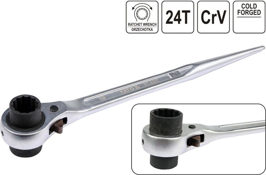 YATO Ratsche Gerüstbauratsche Gerüstbauknarre Gerüstratsche Gerüst Ratschenschlüssel 19-22 9719