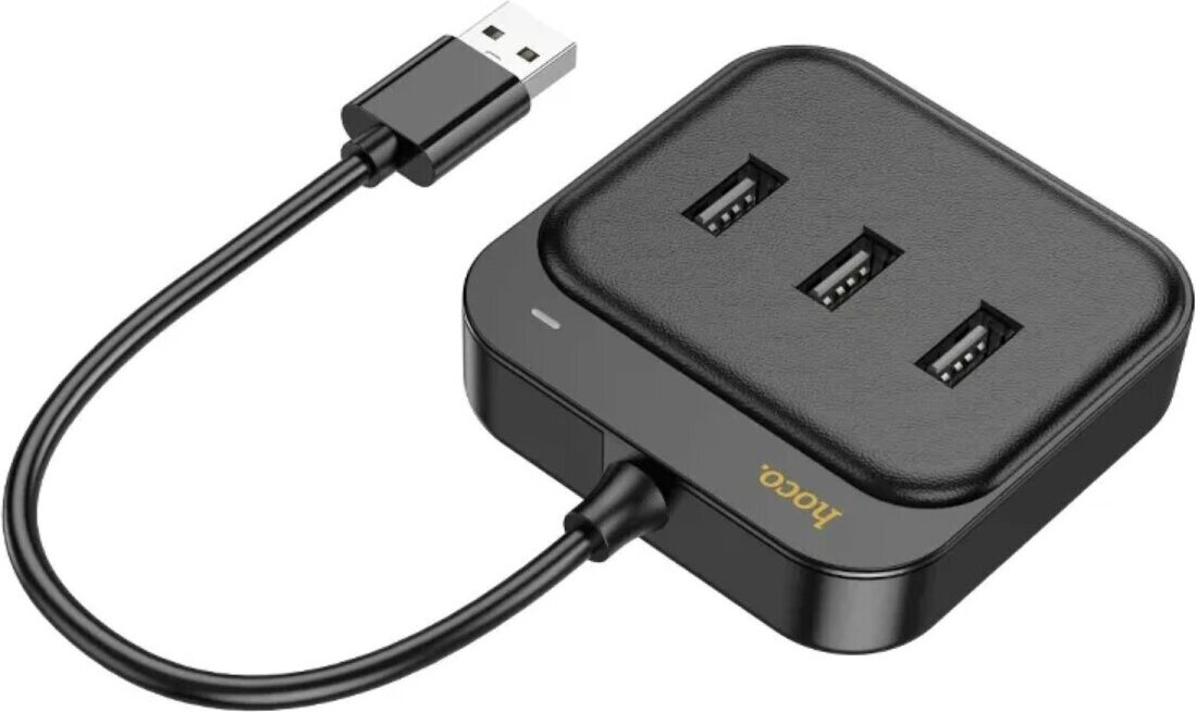 HOCO HUB adaptér 4v1 USB na USB2.0*3+RJ45 100 Mbit/s Ethernet čierny 0,2 m