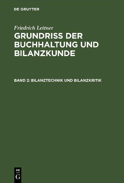 De Gruyter Bilanztechnik und Bilanzkritik